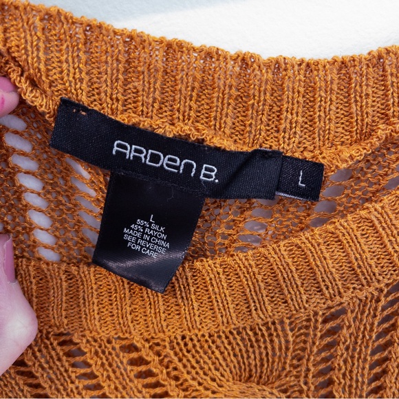 Arden B Silk Blend Open Weave Dolman Sleeve Sweater Size Large - Picture 3 of 8